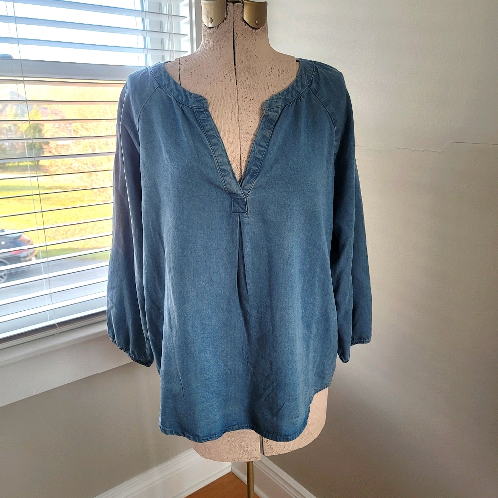 Chambray Gap Peasant Blouse